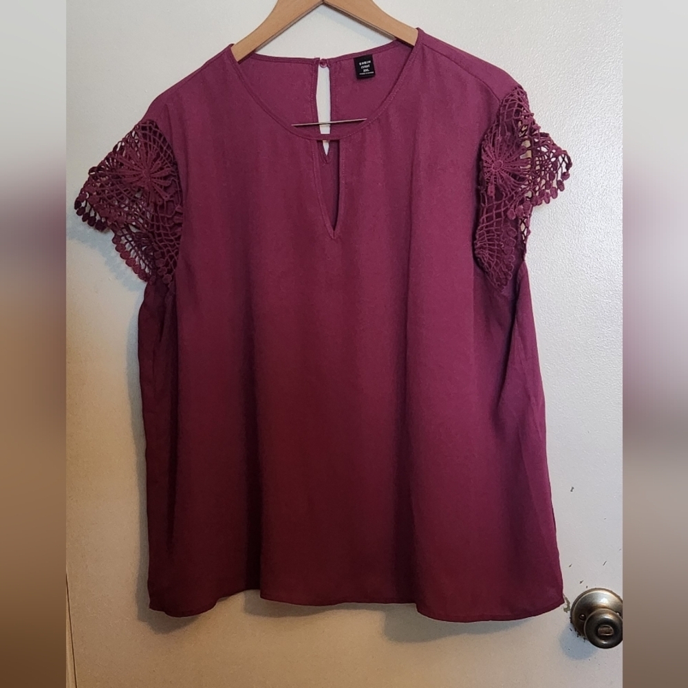 SHEIN Plum Crochet Sleeve Blouse